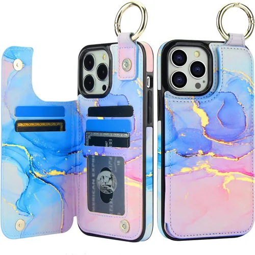 Miniatura 35 de HAOPINSH para iPhone 13 Estuche tipo cartera con tarjetero, patrón de leopardo blanco y guepardo, funda con tapa trasera para mujer y niña, ranuras