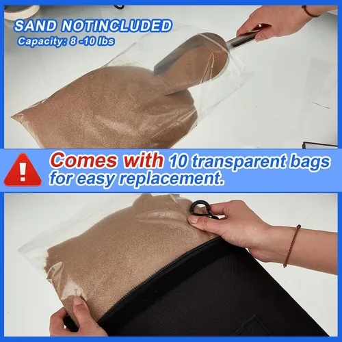 Miniatura 4 de Arrowbash Bolsas de arena deportivas con polietileno a prueba de fugas, bolsas transparentes con anclajes pesados, bolsas de arena deportivas