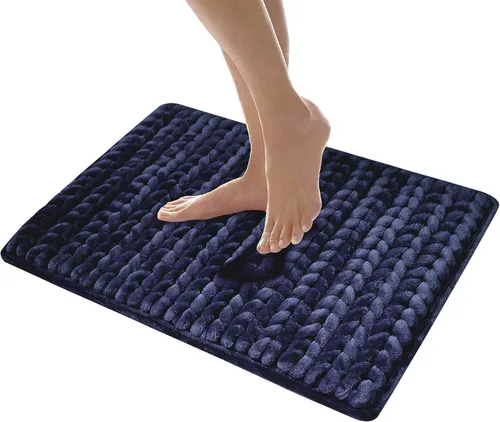 Miniatura 11 de MICRODRY - SoftLux - Tapetes de baño trenzados para baño, súper absorbente, tapetes de baño de espuma viscoelástica con base antideslizante GripTex
