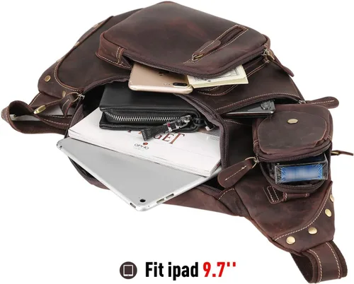 Miniatura 6 de Polare - Mochila táctica de cuero de grano completo para acampar al aire libre