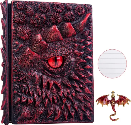 Miniatura 21 de Diario 3D en relieve de ojo de dragón en relieve, cuaderno grabado de resina, cuaderno Dnd para los amantes de los dragones, papel en blanco, bloc