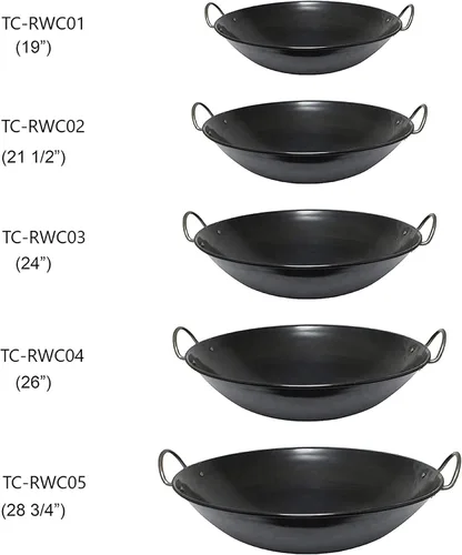 Miniatura 5 de TrueCraftware - Wok con borde curvado de acero de 24 pulgadas - Sartén para cocina china, japonesa y cantonesa Sartén para freír woks tradicionales