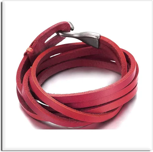 Miniatura 4 de Xusamss Punk Rock Metal Easy Hook pulsera de cuero brazalete de cuero,7.5" muñeca