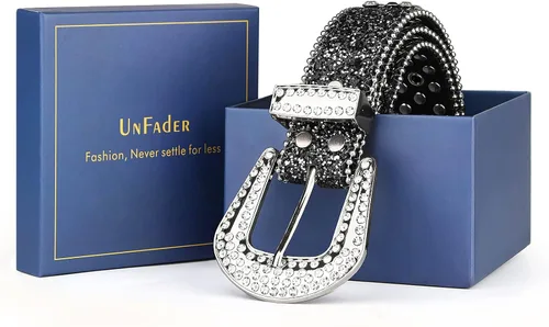 Miniatura 4 de UnFader Cinturones occidentales con diamantes de imitación para mujer y hombre, diseño de vaquera, cinturones con tachuelas de diamantes para jeans
