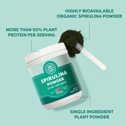Miniatura 3 de Vimergy Polvo de Espirulina – Proteína Vegetal Concentrada Apoya la Salud Inmune y la Función Cardiovascular – Vegano, Kosher, Sin Gluten – 250g