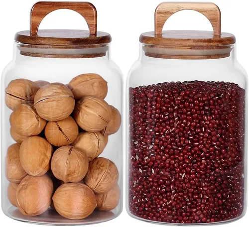 Miniatura 6 de SAIOOL Frascos de almacenamiento de alimentos de vidrio de diseño moderno transparente, contenedores de almacenamiento de alimentos de vidrio, 100