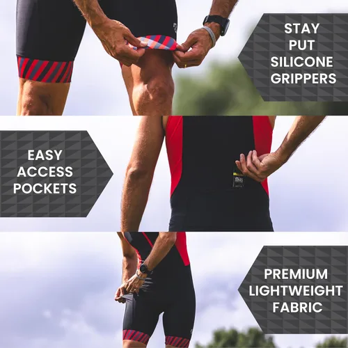 Miniatura 6 de SLS3 Trajes de triatlón para hombre, traje de triatlón duradero sin mangas para hombre, traje de triatlón ligero con 2 bolsillos para almacenamiento