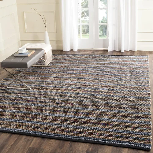 Miniatura 8 de SAFAVIEH Cape Cod Collection CAP361A - Alfombra decorativa de algodón y yute trenzada, hecha a mano, de 2 pies 3 pulgadas x 4 pies, color azul/multi