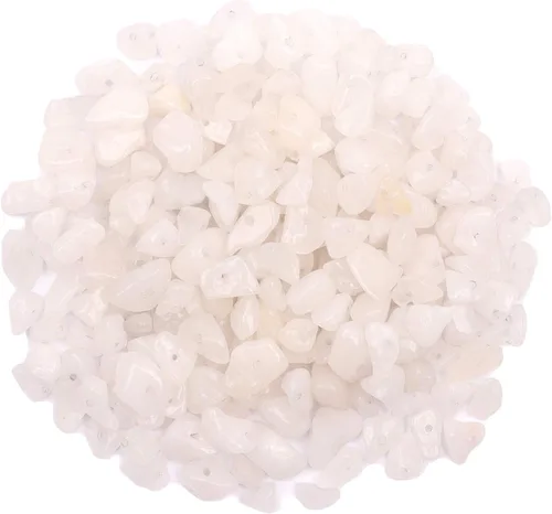 500 piezas Cuentas de piedra de chip natural, Alabastro 5-8 mm Piedras preciosas irregulares curativas de cristal sueltas con agujero perforado para