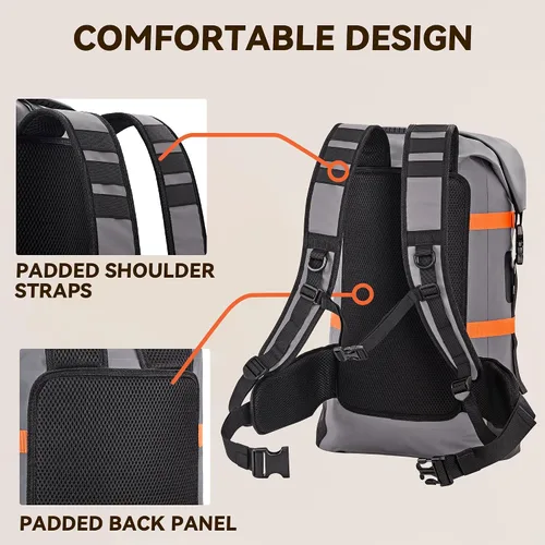 Miniatura 7 de HEETA Paquete de 2 riñoneras impermeables (negro y gris) con bolsas secas impermeables (negro, 40L)
