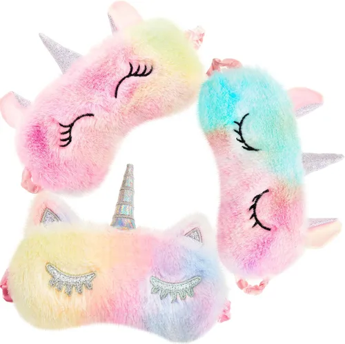 Miniatura 8 de Geyoga 8 máscaras de ojos de felpa a granel para dormir, máscara de ojos de piel sintética, recuerdos de fiesta de pijamas, máscaras para mujeres