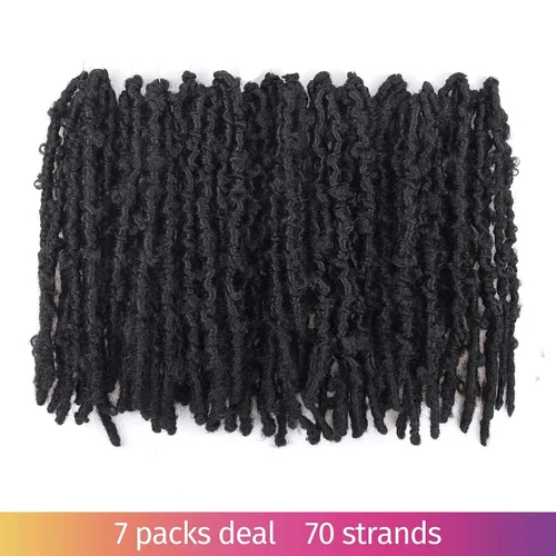 Miniatura 6 de Toyotress Butterfly Locs - Cabello de ganchillo de 8 pulgadas, 7 piezas de trenzas de ganchillo desgastadas pretrenzadas, color negro natural