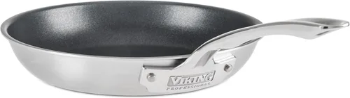 Miniatura 11 de Viking Sartén antiadherente de 5 capas, utensilios de cocina de acero inoxidable de 12 pulgadas con tapa, color plateado