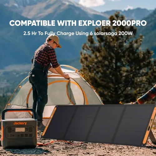 Miniatura 6 de Jackery SolarSaga - Panel solar portátil de 200 W, paneles solares bifaciales plegables IP68, compatible con la estación de energía Jackery Explorer