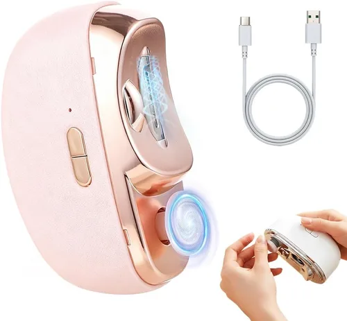 Cortaúñas eléctrico, 2 en 1, cortaúñas eléctrico con pulido, cortaúñas automático con luz LED y almacenamiento de clips, recortadora de dedos