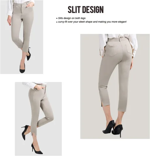 Miniatura 4 de PUWEER Capri Pants for Women Dressy Business Casual Stretchy Slim Straight Womens Dress Pants with Pockets