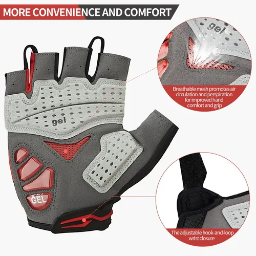 Miniatura 3 de Souke Sports Guantes de ciclismo para hombre con almohadillas de gel, guantes de bicicleta de medio dedo, ligeros, antideslizantes, absorben