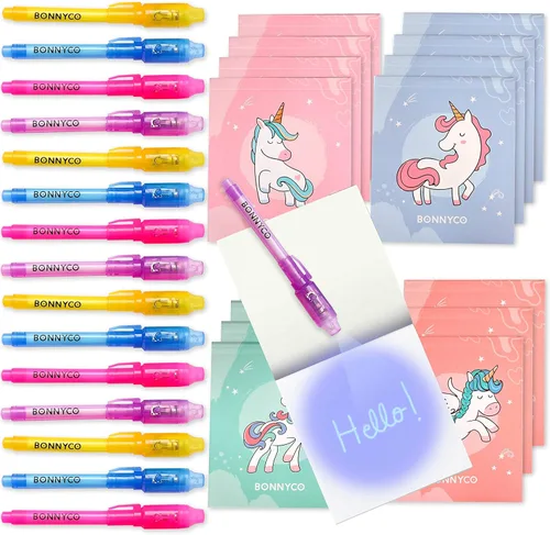 Miniatura 9 de BONNYCO Bolígrafo de tinta invisible y cuaderno de 32 recuerdos de fiesta de safari para niños Bolígrafo espía de fiesta de la selva, premios