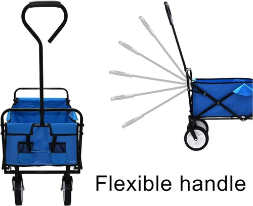 Miniatura 8 de Carro plegable multifunción azul al aire libre ruedas portátiles para uso público, camping, comestibles, compras, transporte de niños, picnic