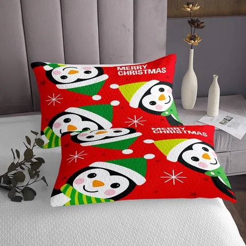 Miniatura 4 de Manfei Juego de colcha de Navidad para niños, tamaño individual, diseño de pinos de dibujos animados, decoración de habitación de niños y adultos