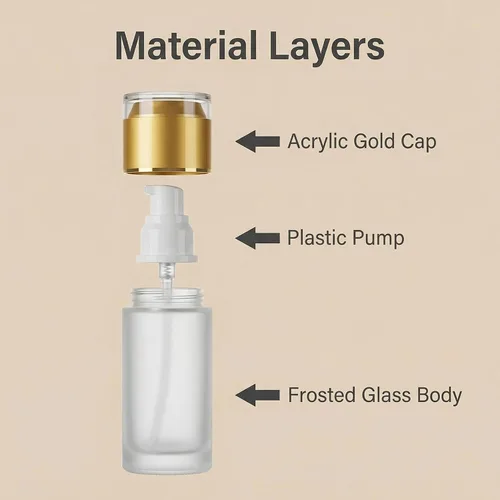 Miniatura 4 de QUUPY Paquete de 3 botellas vacías recargables de vidrio esmerilado transparente, dispensadores de cosméticos portátiles de viaje para loción