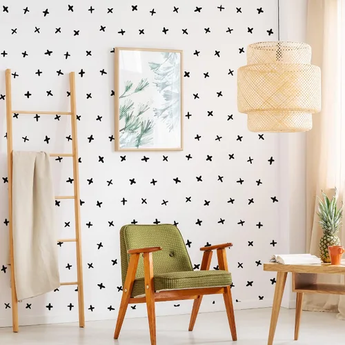 Miniatura 5 de Calcomanías de pared de cruz de vinilo negro, para despegar y pegar, moderno, bohemio, minimalista, geométrico, abstracto, más calcomanías de pared