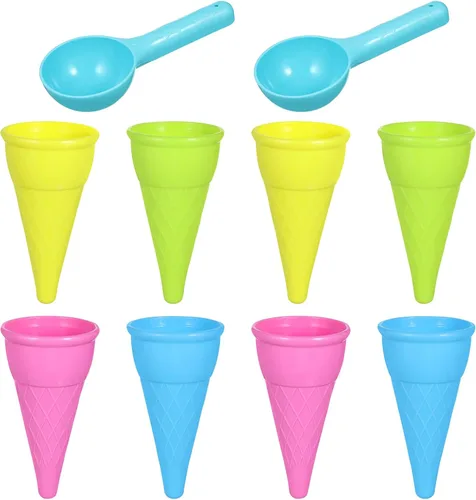 Toddmomy Juguetes para niños pequeños, 10 piezas de plástico para helados, juegos de arena para niños, juego sensorial al aire libre para niños y