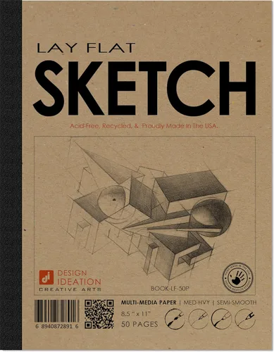 Design Ideation Lay Flat - Cuaderno de bocetos multimedia. Cuaderno de bocetos extraíble para lápiz, tinta, marcador, carbón y pinturas de acuarela.