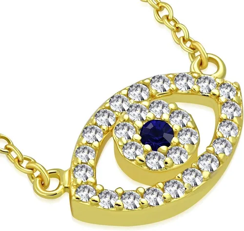 Miniatura 5 de Collar con colgante CZ mal de ojo azul blanco de plata de ley 925