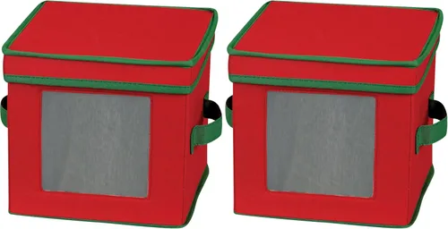 Miniatura 16 de Household Essentials Caja de almacenamiento para adornos, 36 piezas con divisores, resistente y apilable con asas y ventana de plástico