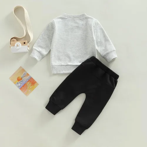 Miniatura 4 de AEEMCEM Conjunto de 2 piezas de sudadera con estampado de vaca y pantalones deportivos occidentales para niños pequeños para otoño e invierno