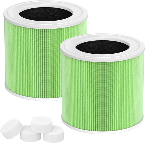Paquete de 2 filtros de repuesto HY1800 para purificadores de aire Honeyuan/MORENTO/Loytio | Filtración 3 en 1 con tecnología de carbono mejorada |