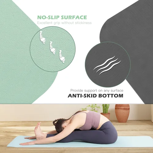 Miniatura 2 de Alfombrilla de yoga antideslizante, esterillas de fitness de pilates, ecológicas, antidesgarros, de 1/4 de pulgada de grosor, esterillas de yoga