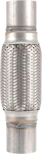 Miniatura 4 de Paquete de 4 tubos flexibles de escape de acero inoxidable de 2 x 6 pulgadas, tubo flexible de escape de doble trenza, longitud total de 10 pulgadas