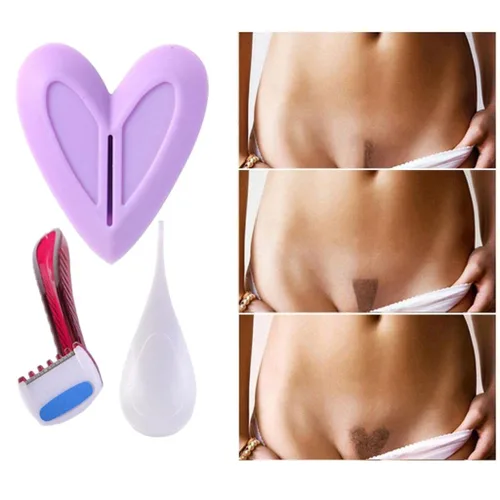 Juego de plantillas de afeitado de pelo púbico femenino para área de bikini
