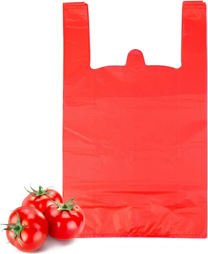 LazyMe Bolsas para camisetas, bolsas de plástico con asas para comestibles y venta al por menor, Bolsas de plástico para negocio, 12x20 pulgadas