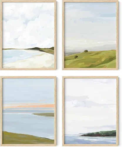 Miniatura 29 de HAUS AND HUES Arte de pared de montaña – Juego de 4 decoración de paisaje moderno de mediados de siglo, naturaleza y arte moderno Marco beige de 8