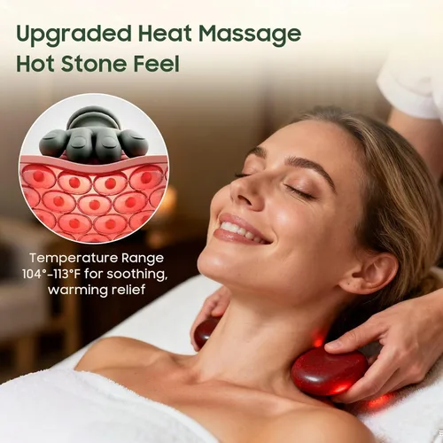 Miniatura 5 de Masajeador de cuello con calor – Masajeador de cuello y hombros Shiatsu para masaje de tejido profundo, alivio del dolor de espalda, hombros