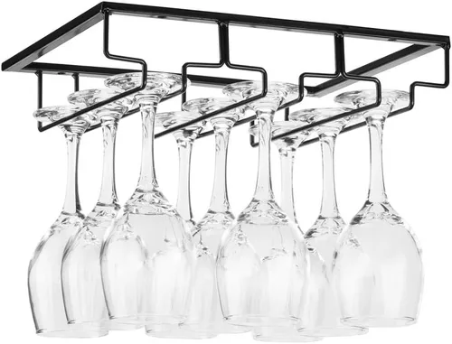 Miniatura 17 de FOMANSH Estante para Copas de Vino - Soporte para Copas de Vino debajo del Gabinete, Organizador de Metal para Copas de Vino y Vasos, Colgador