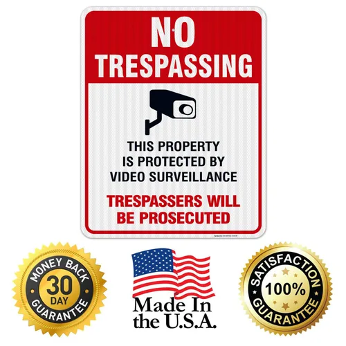 Miniatura 8 de Señal de videovigilancia No Trespassing, cámara de seguridad CCTV, 24 x 30 pulgadas, 3M EGP reflectante aluminio .080, resistente a la decoloración