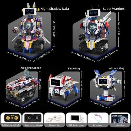 Miniatura 5 de Robot 5 en 1 para niños de 8 a 12 años, control remoto y robótica programable por APP, juguetes de codificación visual - kit educativo de ciencias