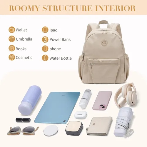 Miniatura 4 de GOLF SUPAGS Mini mochila de nailon ligero de 10 L para mujer, mochila de ciudad pequeña, mochila versátil para mujeres para compras y viajes