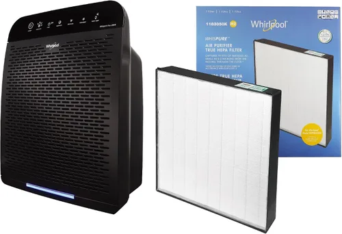 Whirlpool Whispure WPPRO2000 y juego de filtros de repuesto HEPA extragenuinos, purificador de aire para habitaciones grandes, filtro de aire