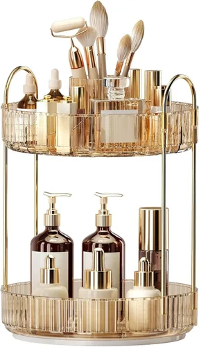 Miniatura 13 de Organizador de maquillaje giratorio de 360°, almacenamiento de maquillaje de gran capacidad, organizador de perfumes de 3 niveles, organizador