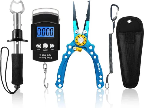XBLACK Kit de herramientas de pesca, alicates de pesca, pinza de pescado, báscula de pesca, herramientas de agarre de pescado, equipo de pesca