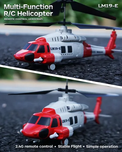 Miniatura 2 de Helicóptero RC del ejército con 10 misiles, helicóptero de control remoto LM19-E de 2.4 GHz para principiantes y adultos, juguete de helicóptero Rojo