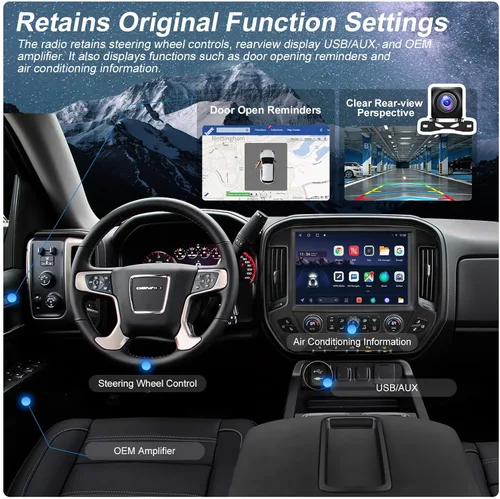 Miniatura 9 de Actualización estéreo de radio QLED de 13.1 pulgadas para Chevy Silverado y GMC Sierra 2014-2018, unidad principal de 8 núcleos 4 GB+64 GB