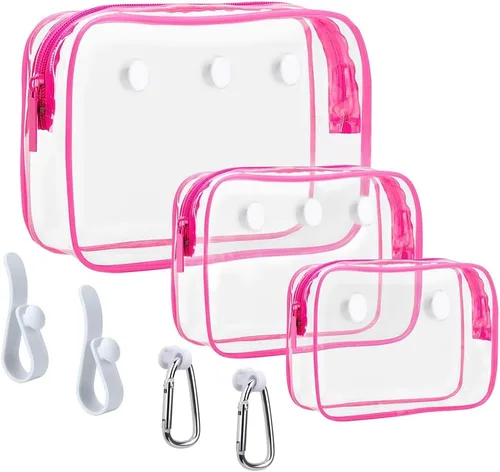 Miniatura 11 de 3 Paquetes de Bolsas de Playa Tote Bogg Transparentes con 2 Ganchos de Inserción Accesorios para Bolsas Bogg Viaje Maquillaje Organizador