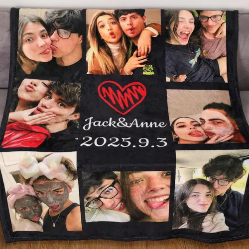Miniatura 2 de Manta personalizada con imágenes y nombre, manta de franela personalizada, regalo de "Te quiero" para Navidad, cumpleaños, San Valentín, regalo