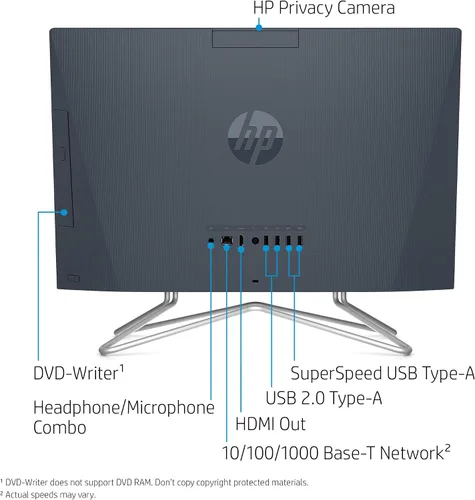 Miniatura 3 de HP PC todo en uno WLED Full HD de 22-DF de 21,5 pulgadas Intel Celeron G5900T 4 GB 256 GB SSD Win 10